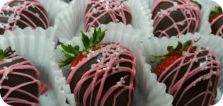 White Chocolate Covered Strawberry with Red Drizzle