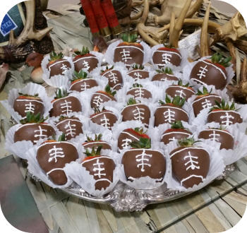 Chocolate Dipped Strawberries - Football Strawberries for a Groom's Table