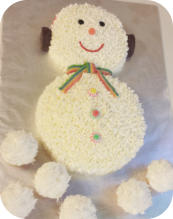 Snowman Cake with Snowball Cupcakes