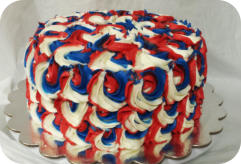 Red, White, & Blue Rose Cake
