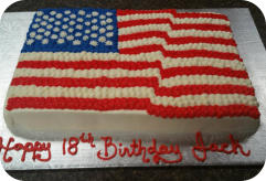 Red, White, & Blue Rose Cake