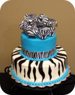 Blue Zebra Print Birthday Cake