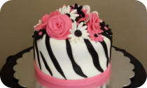 Zebra Prink and Flowers Cake